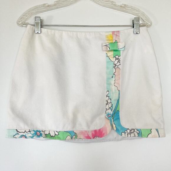 Tibi Vintage White Pique with Floral Print Mini Skirt - Picture 1 of 11